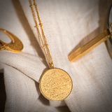 Golden Ayat Ul Kursi Coin Pendant with Dot Chain