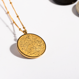 Golden Ayat Ul Kursi Coin Pendant with Dot Chain