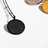 Black Ayat Ul Kursi Coin Pendant with Dot Chain