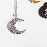 Silver Ayat Ul Kursi Moon Pendant with Dot Chain