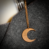 Rose Gold Ayat Ul Kursi Moon Pendant with Dot Chain