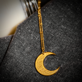 Golden Ayat Ul Kursi Moon Pendant with Dot Chain