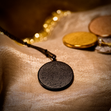 Black Ayat Ul Kursi Coin Pendant with Dot Chain