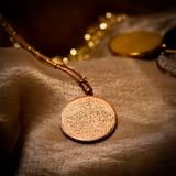 Rose Gold Ayat Ul Kursi Coin Pendant with Dot Chain